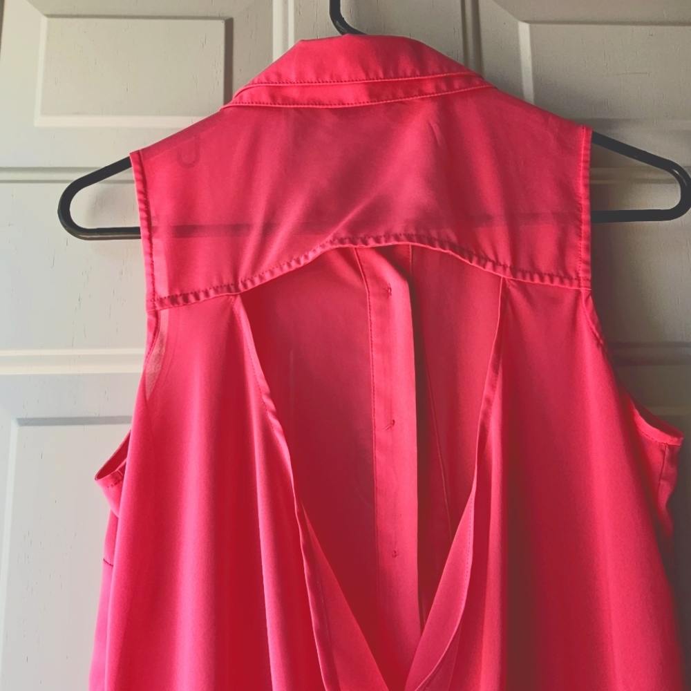 Hot Pink Sheer Collared Medium